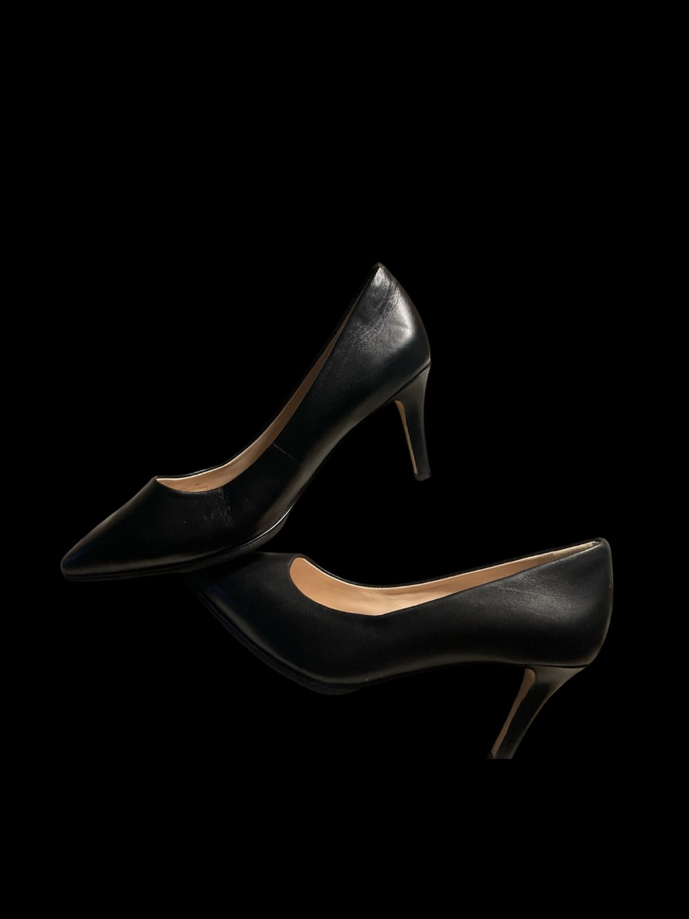 Cole Haan Black Pointed-Toe Leather Pumps